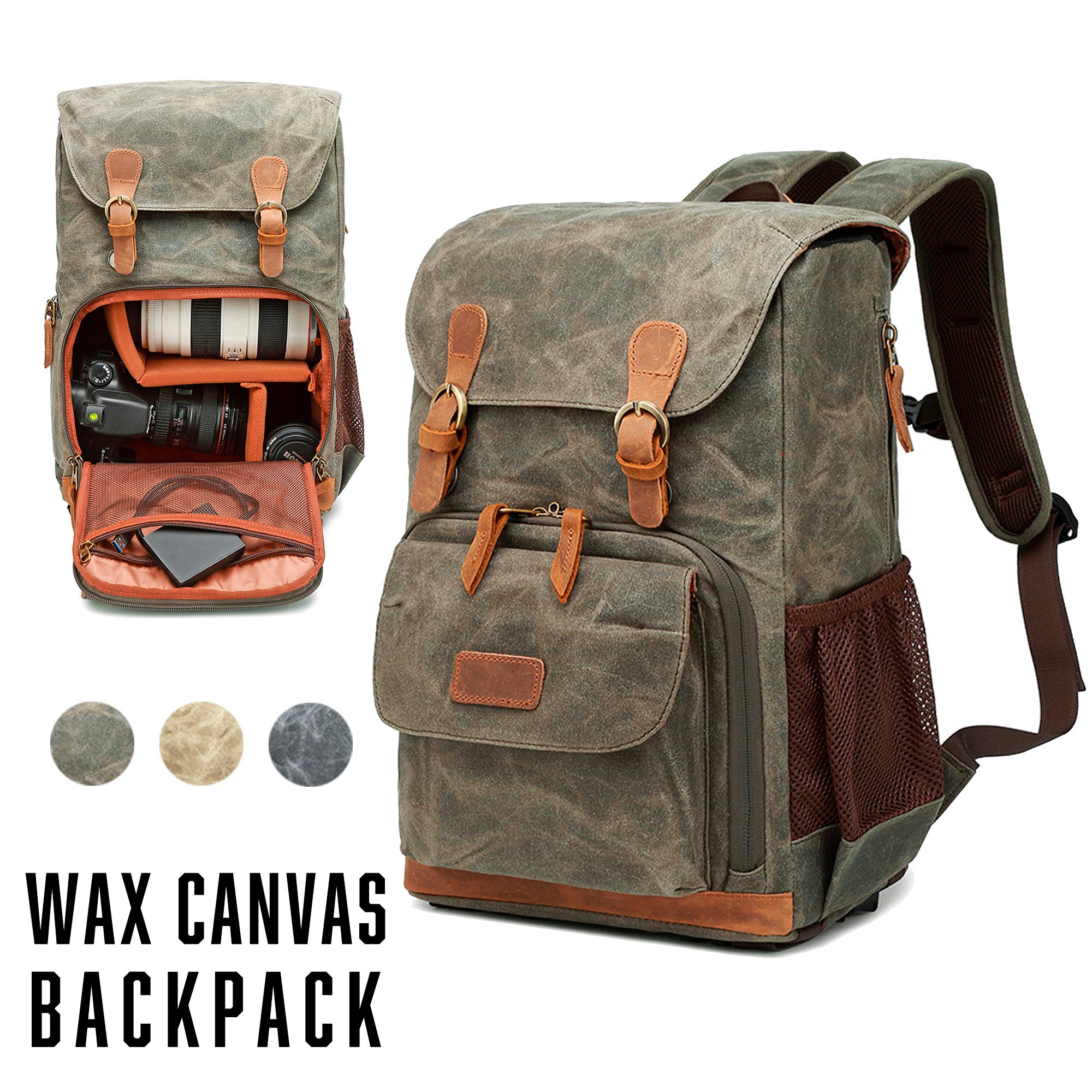 Vintage waxed canvas discount backpack