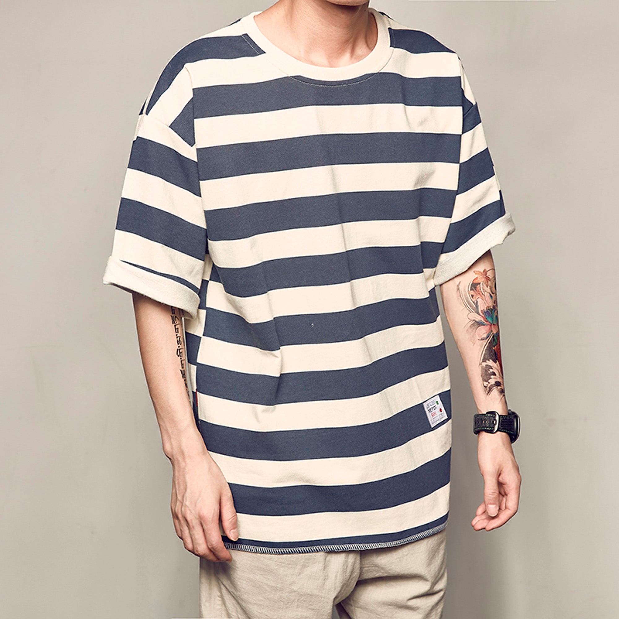 retro horizontal striped T-shirt