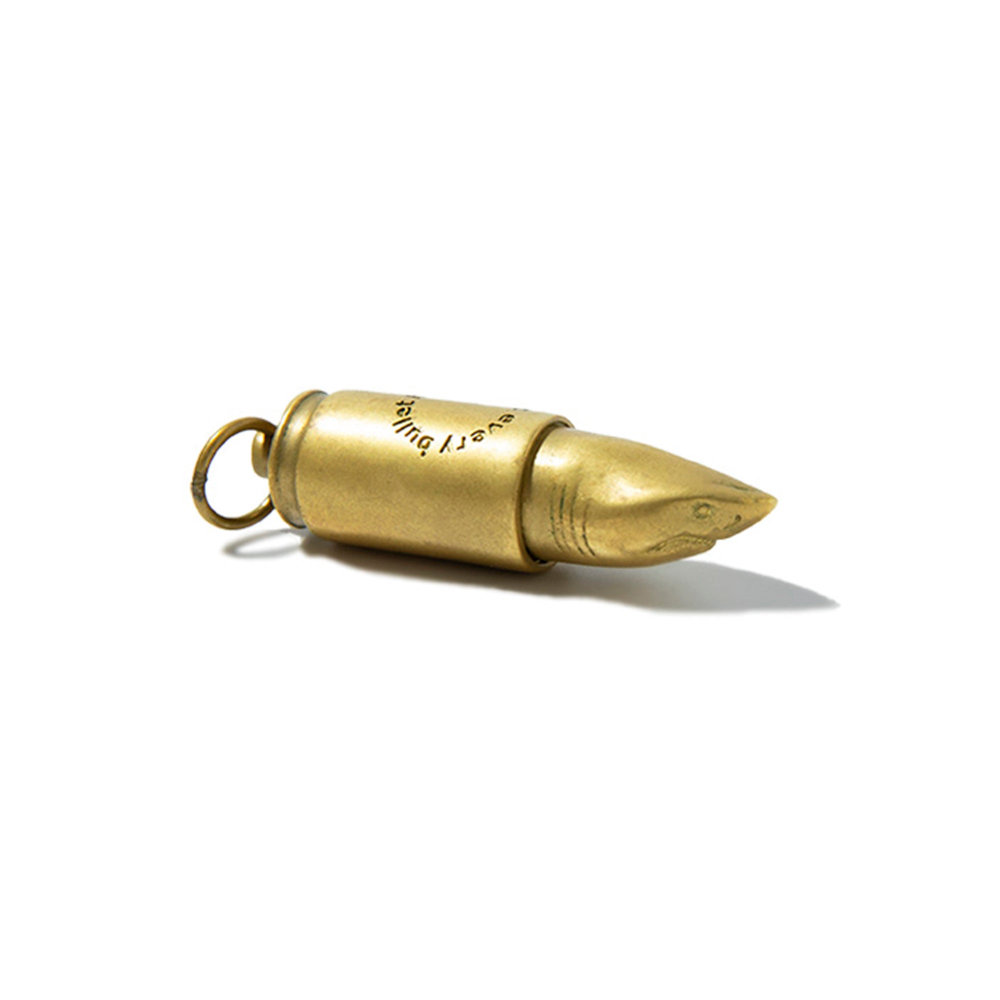 vintage brass shark bullet necklace