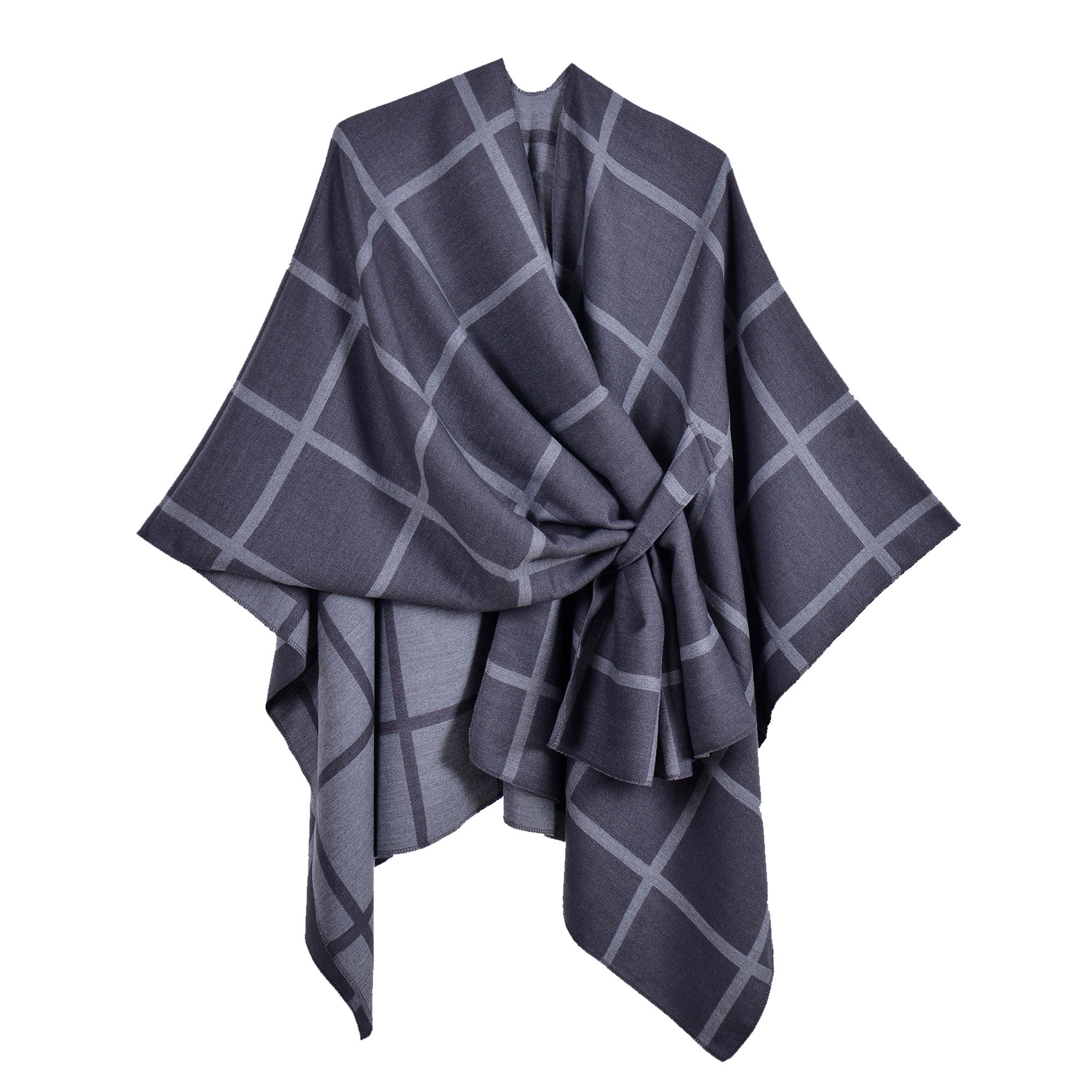 New plaid shawl gray