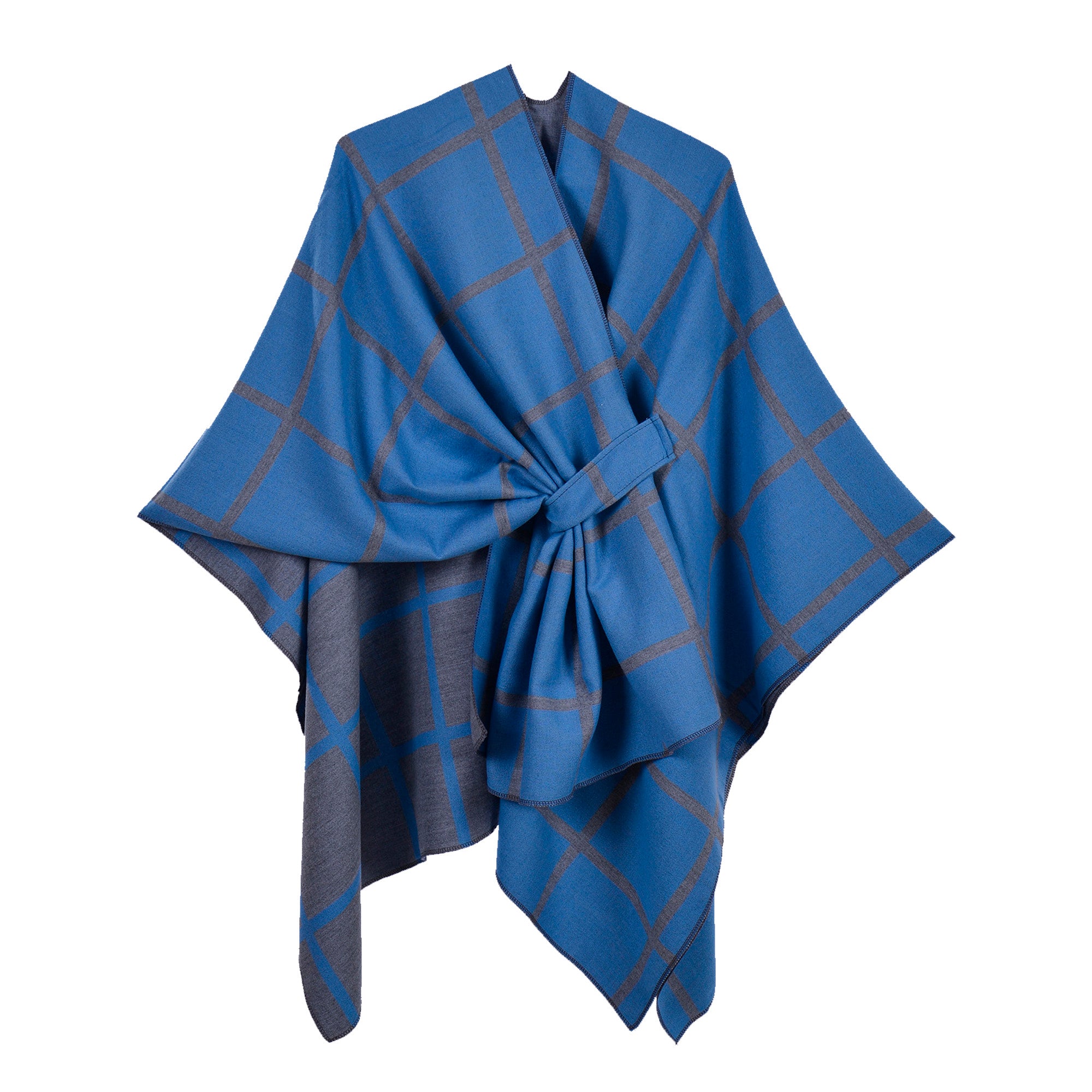 New plaid shawl with bar blue