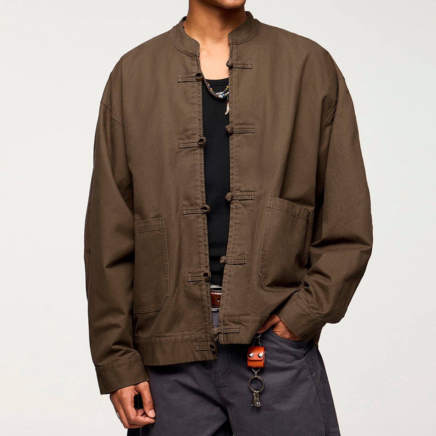 No Collar Zip Jacket