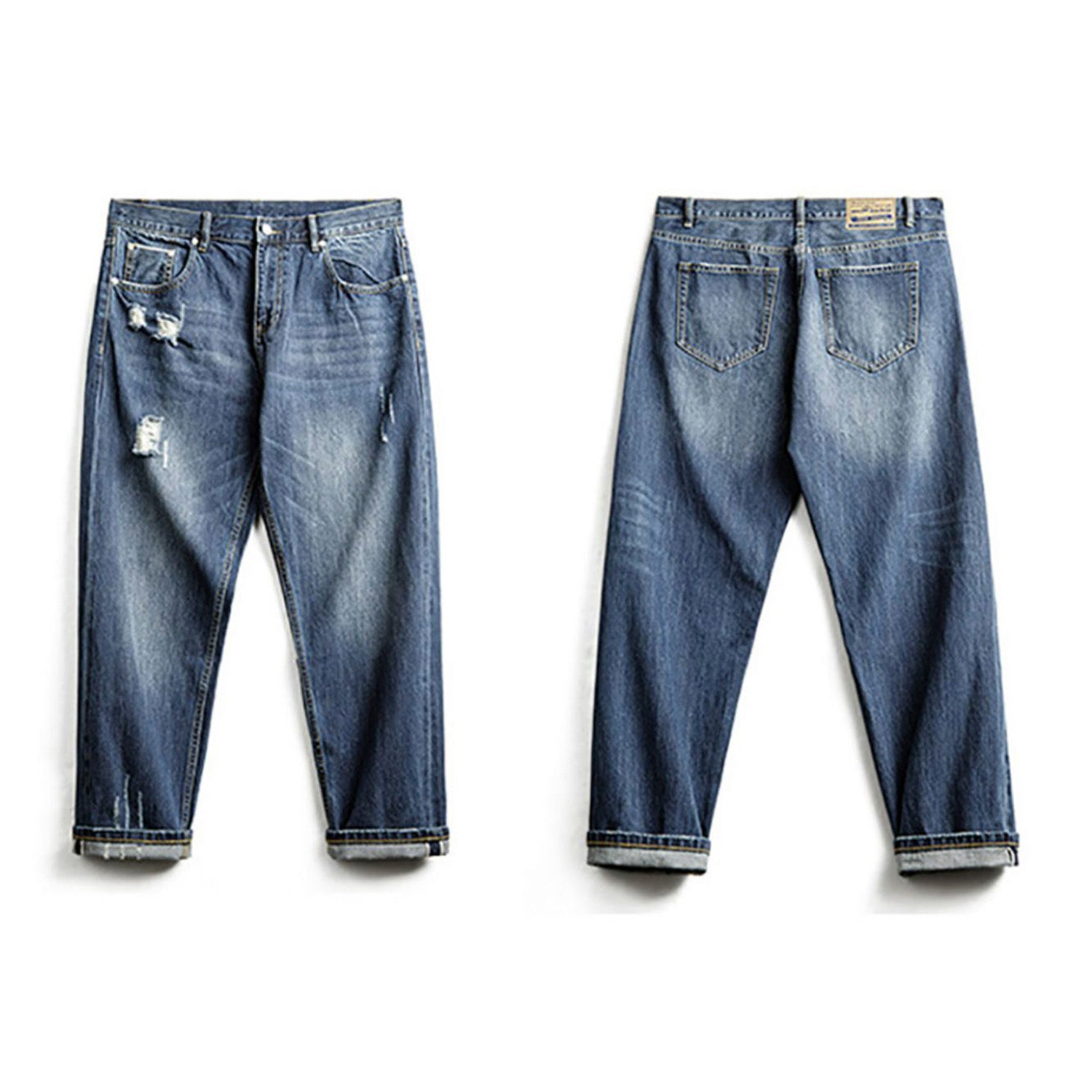 retro hole washed jeans