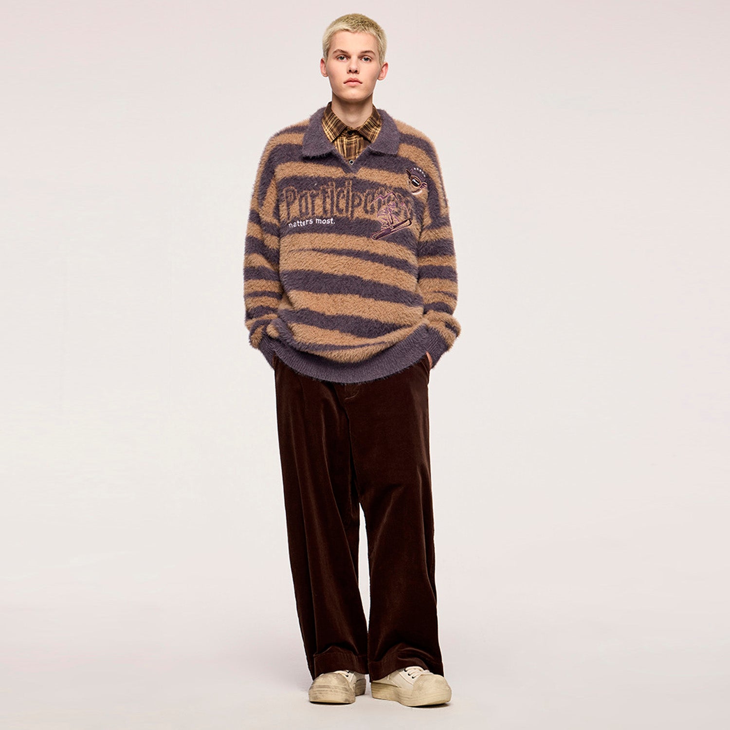 Cotton corduroy wide pants