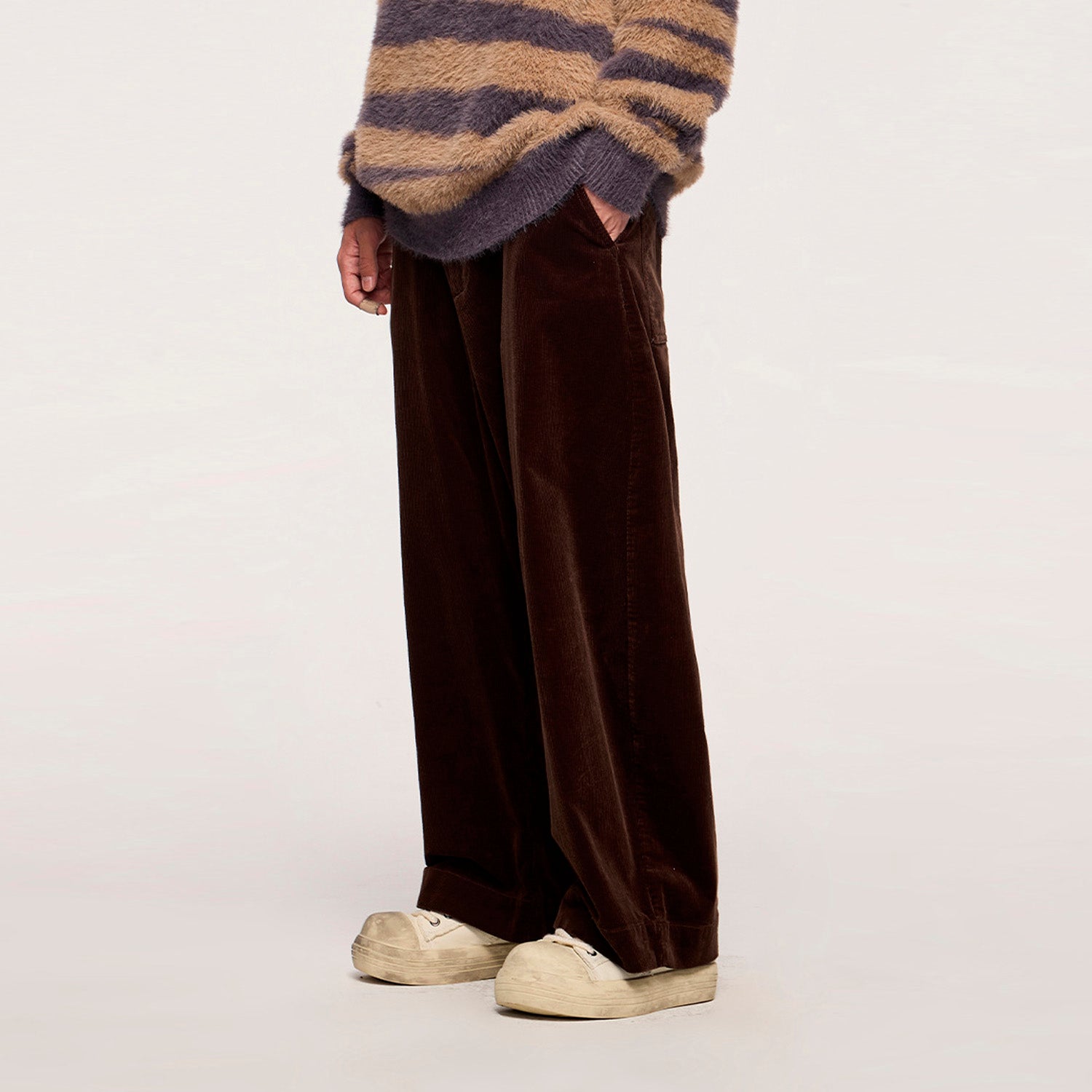 Cotton corduroy wide pants