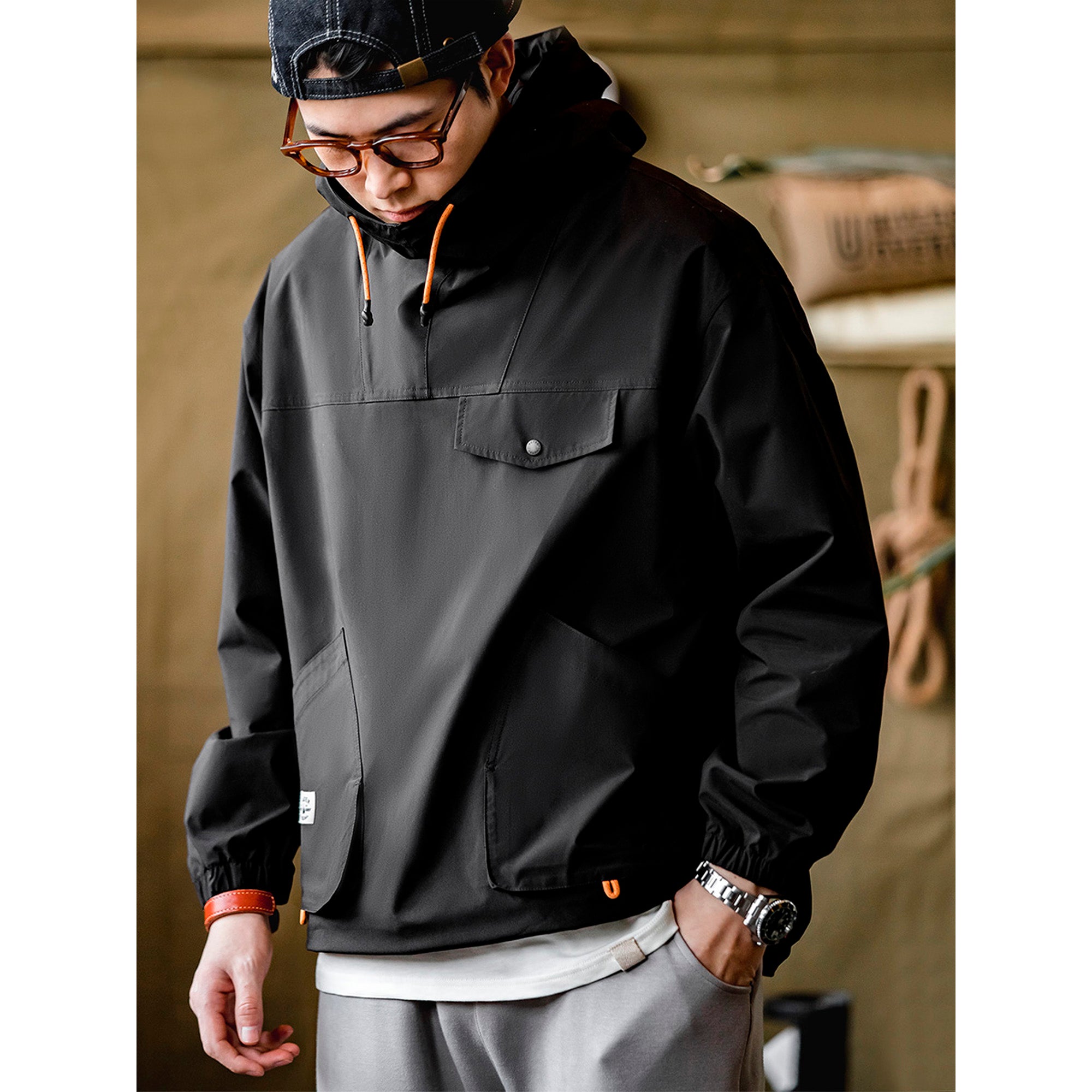 mountain system outdoor multi-pocket hooded