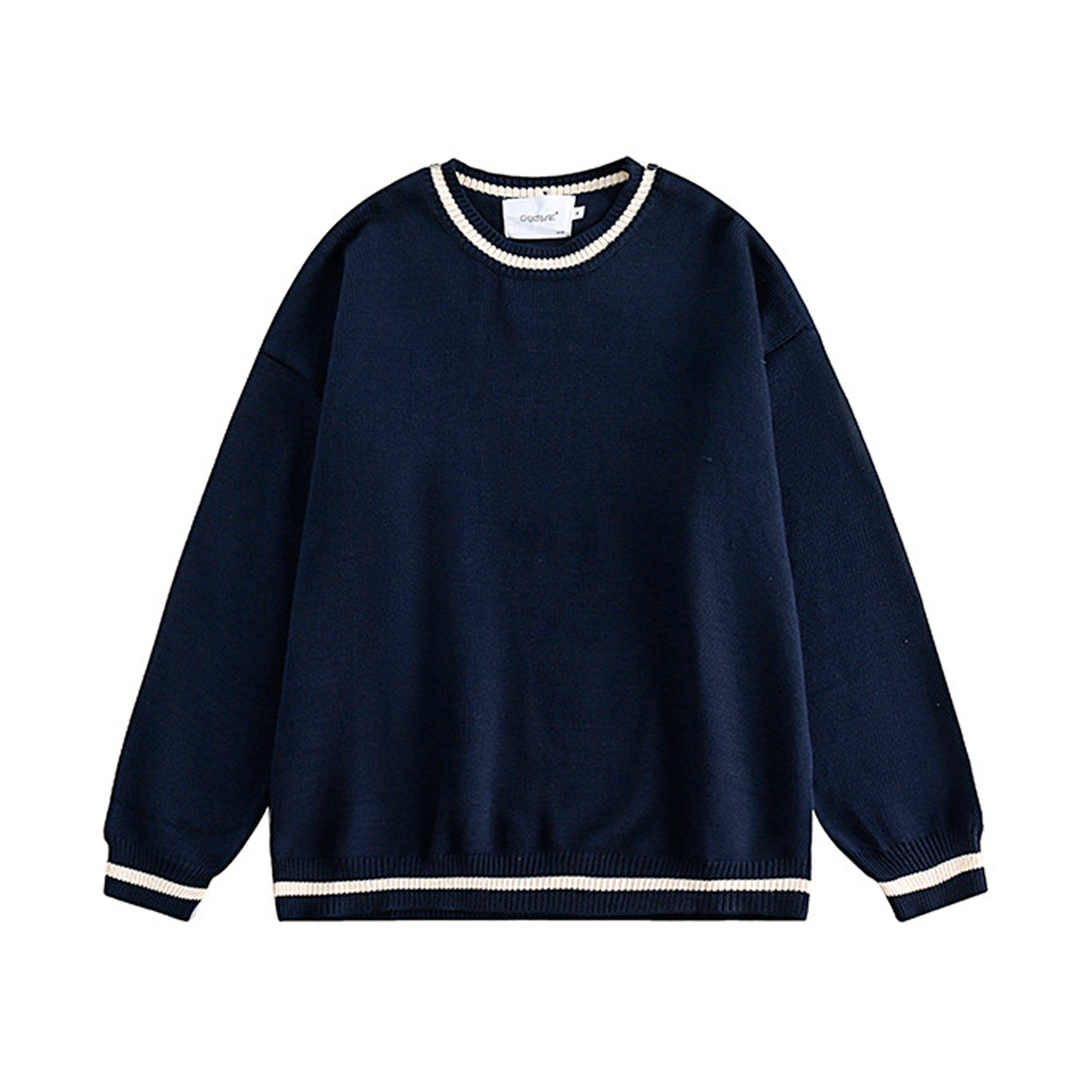 removable hat -Crew Neck Knit