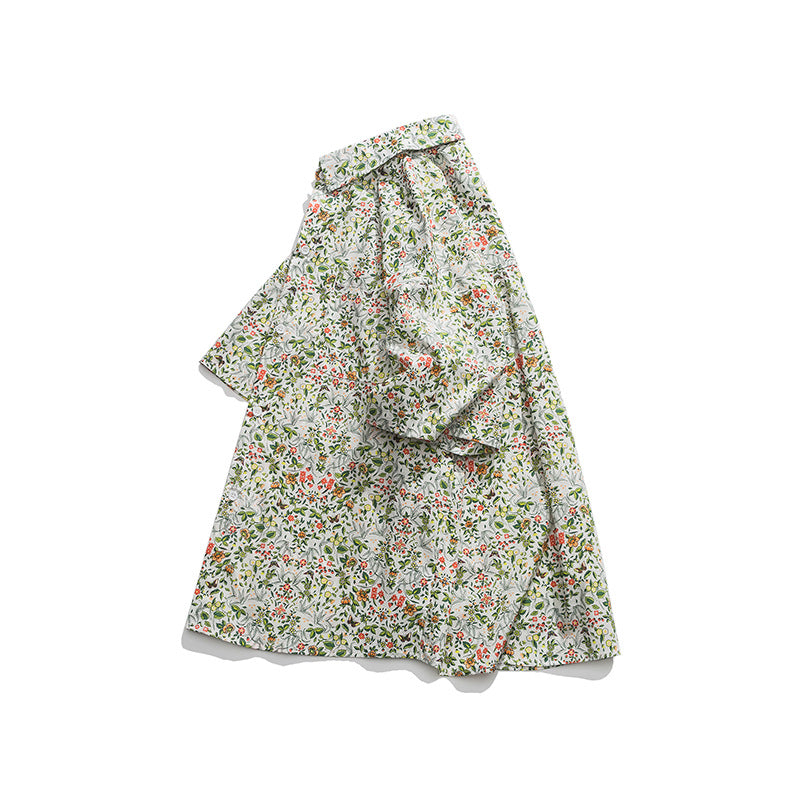 floral lapel short-sleeved shirt
