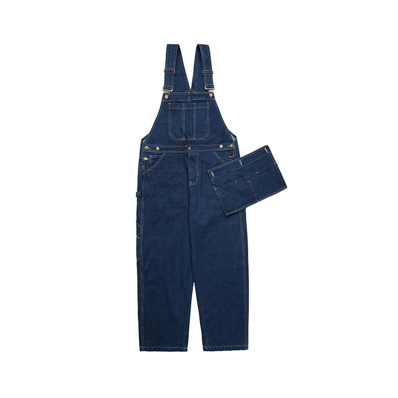 removable pockets denim overall