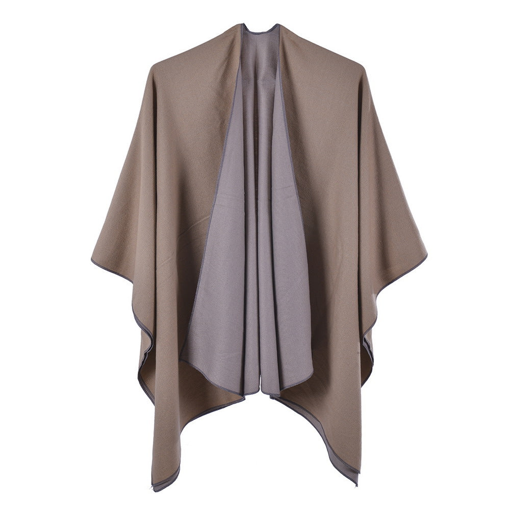 Reversible plain shawl khaki