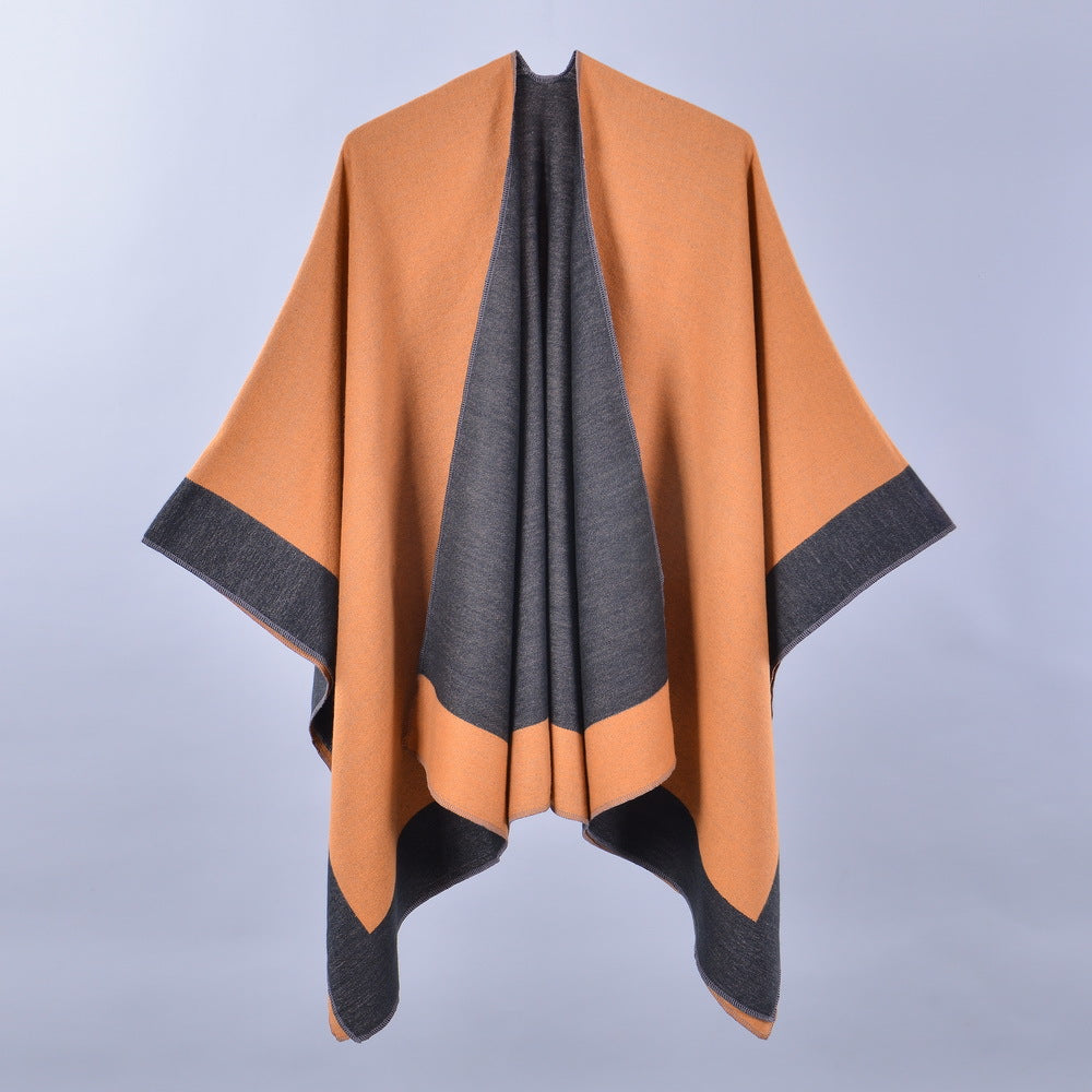 Double Sided Border Cuffed Shawl Yellow and Black