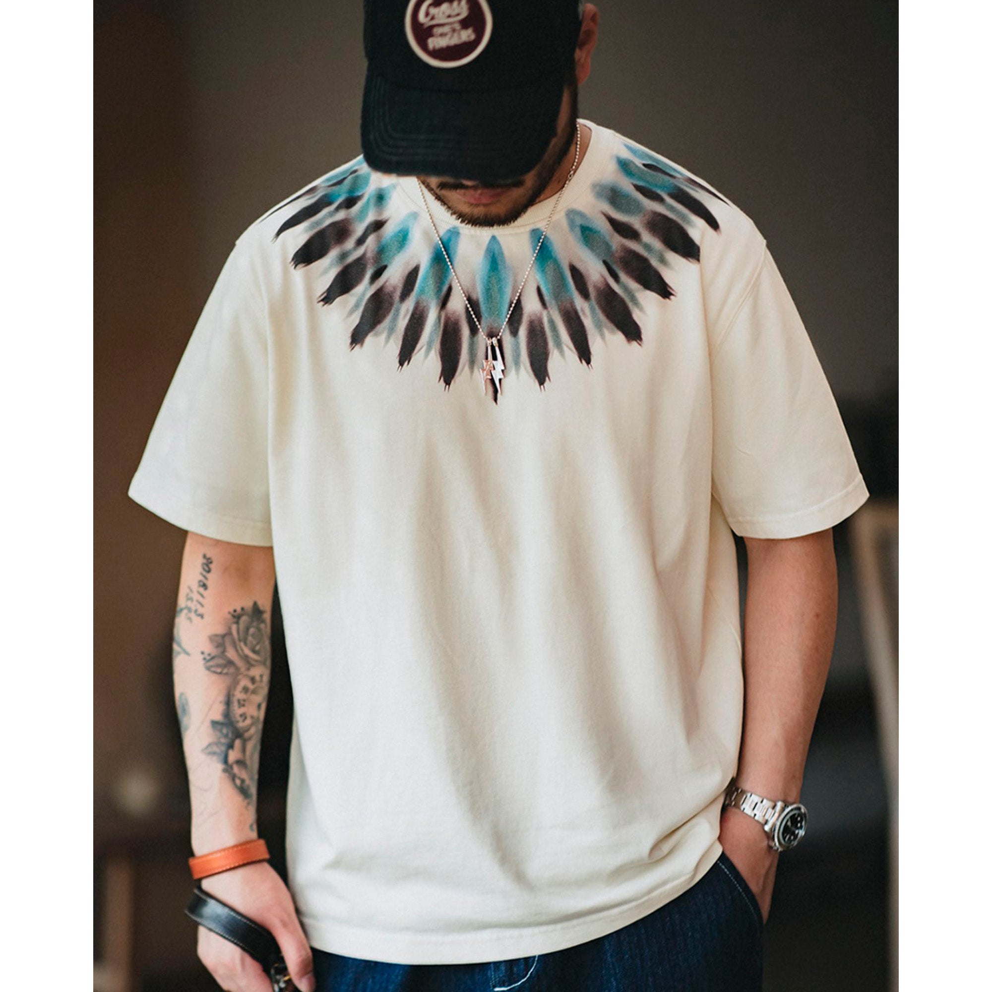 Feather print T-shirt
