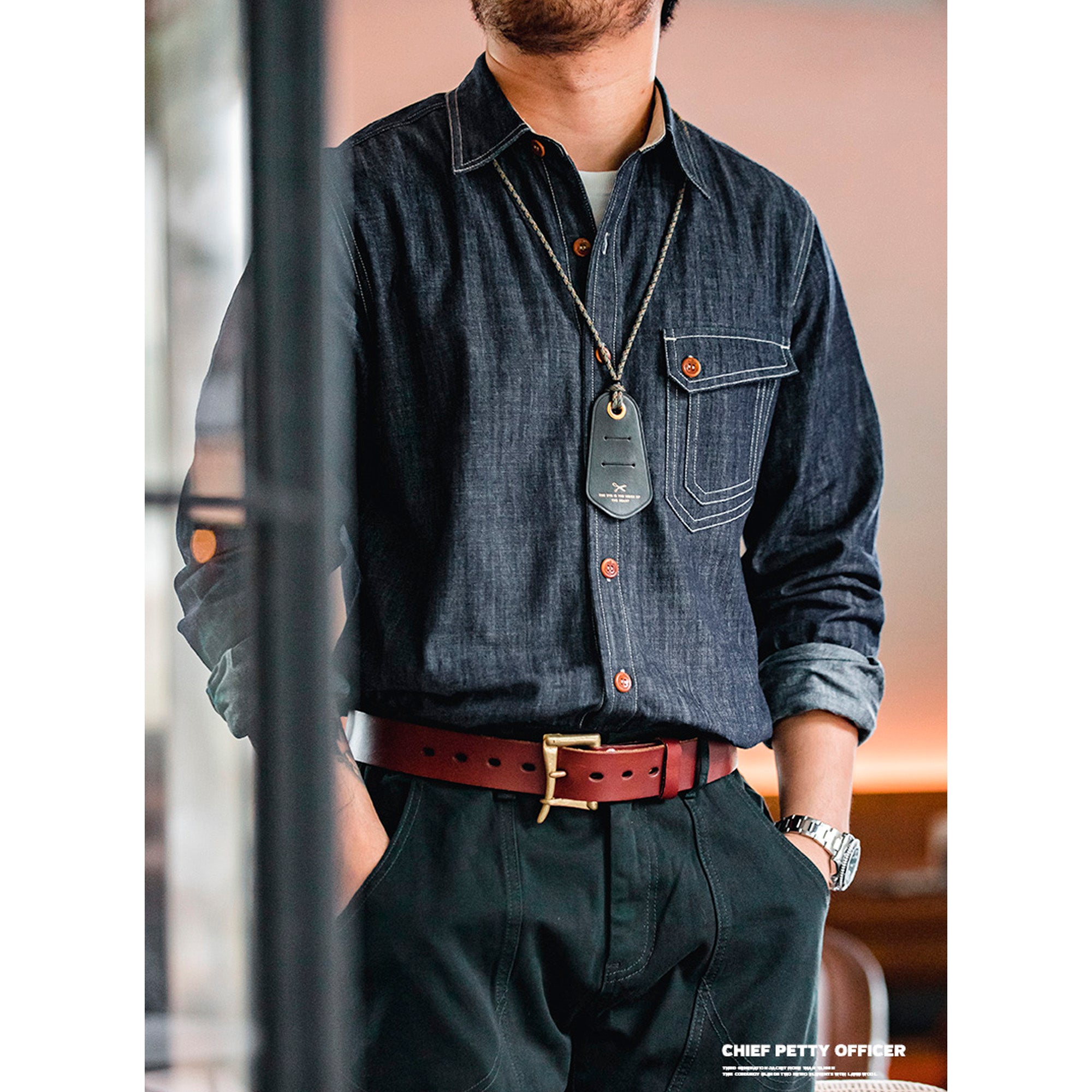 workwear American vintage long-sleeved shirt