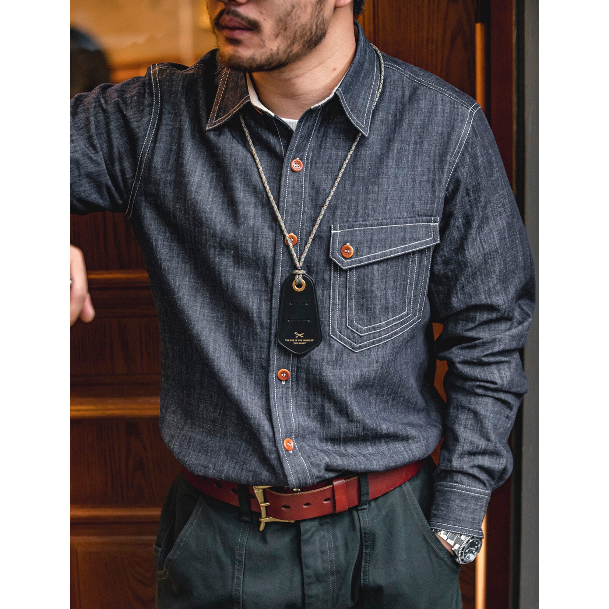 workwear American vintage long-sleeved shirt