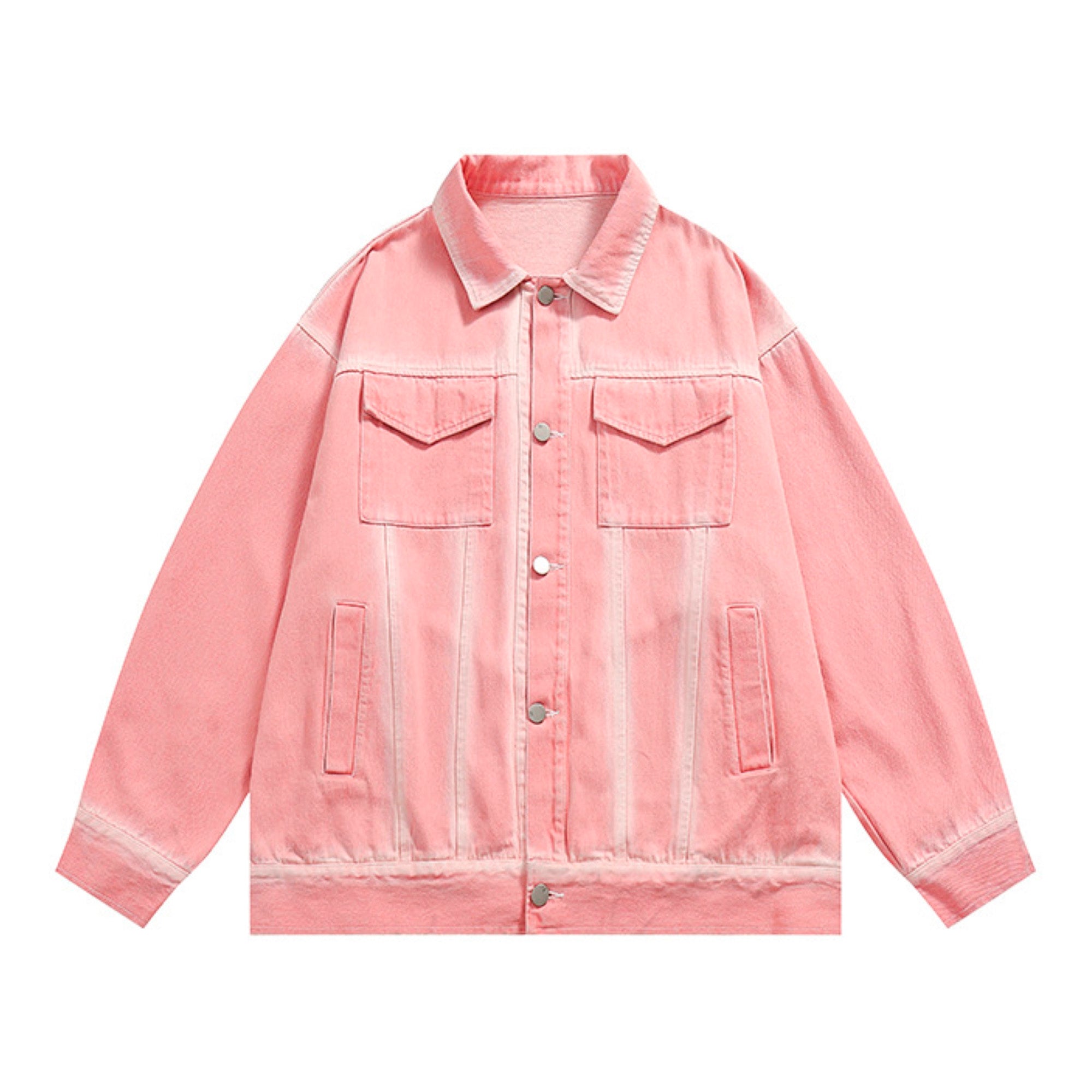 pink washed denim jacket