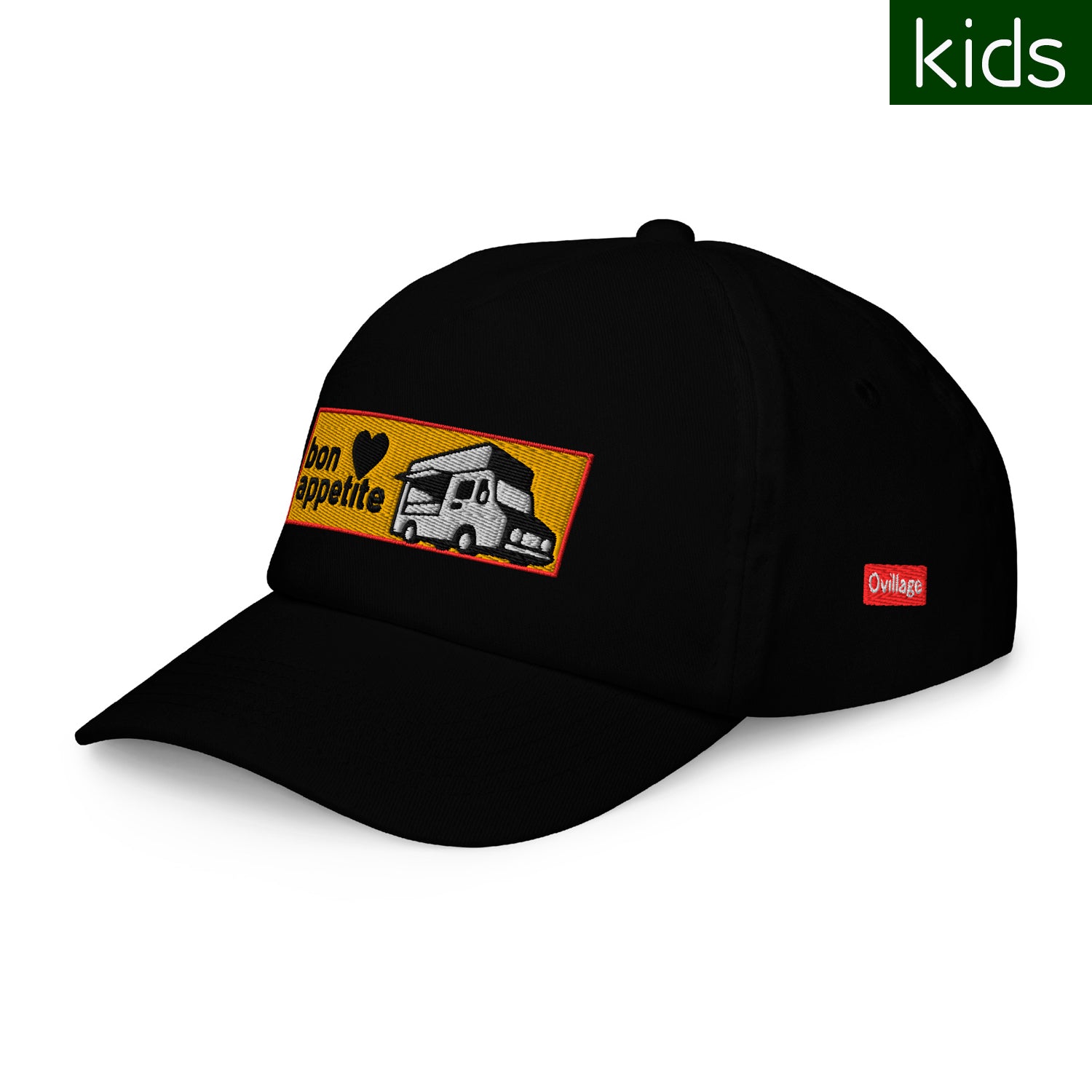 Kids Baseball Cap [Bon appetit2] Black