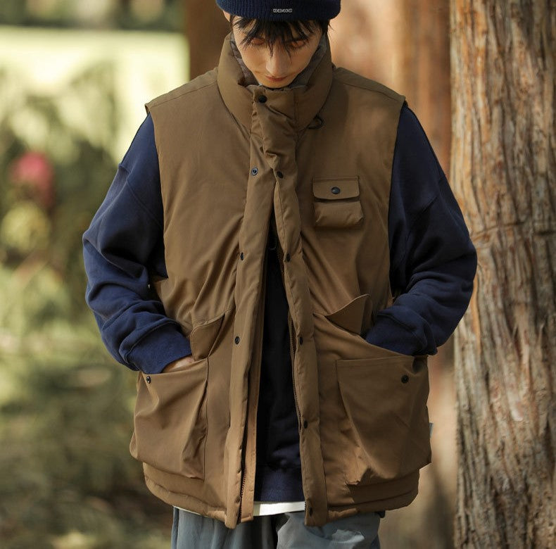 multi-pocket functional cotton vest