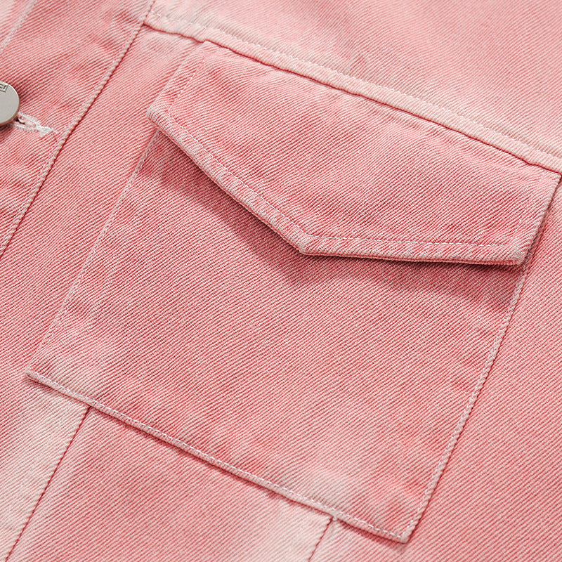 pink washed denim jacket